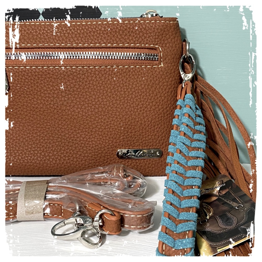Montana West Crossbody/Clutch Purse Southwestern Style Design Aztec - Picture 5 of 9